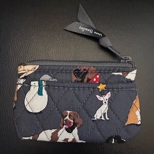 Vera Bradley Zip ID Case in Holiday Dogs pattern.